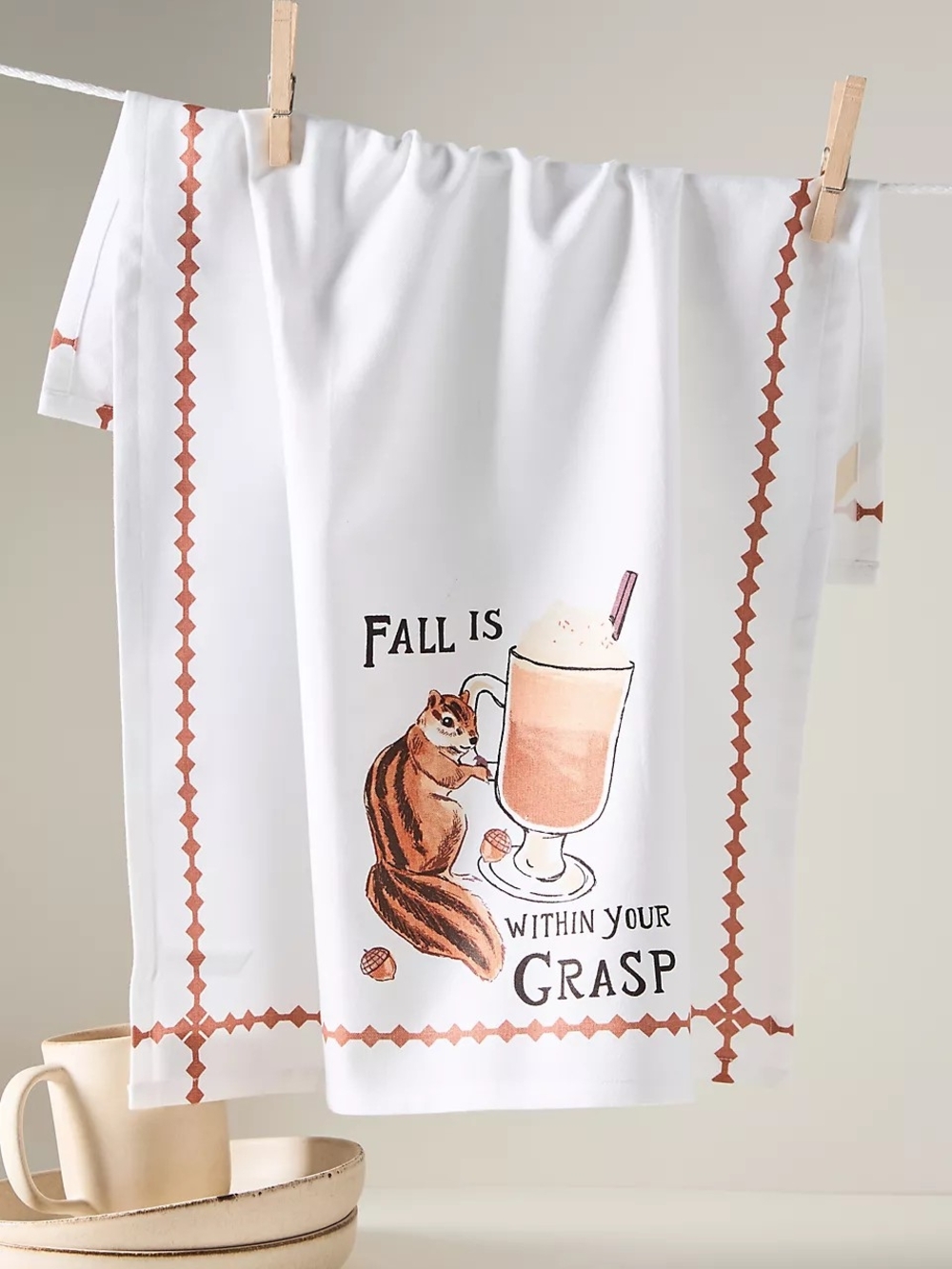 Anthropologie Fall Squirrel Dish Towel